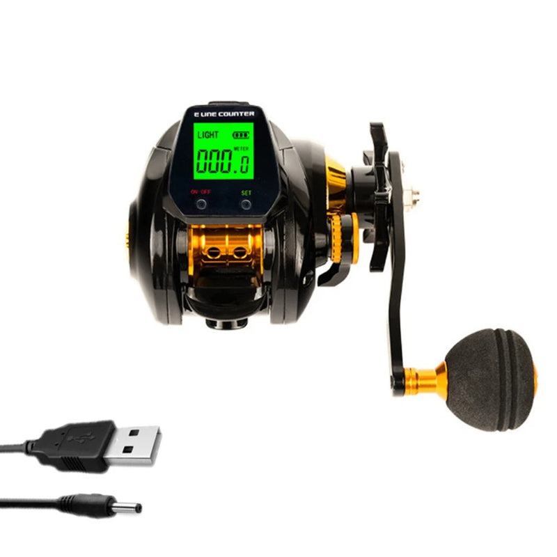 7.2:1 Digital Fishing Baitcasting Reel With Accurate Line Counter Large Display Bite Alarm Counting