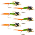Tungsten Bead Chartreuse Copper John Nymph Fly Fishing Flies - Set of 6 Flies Size 18