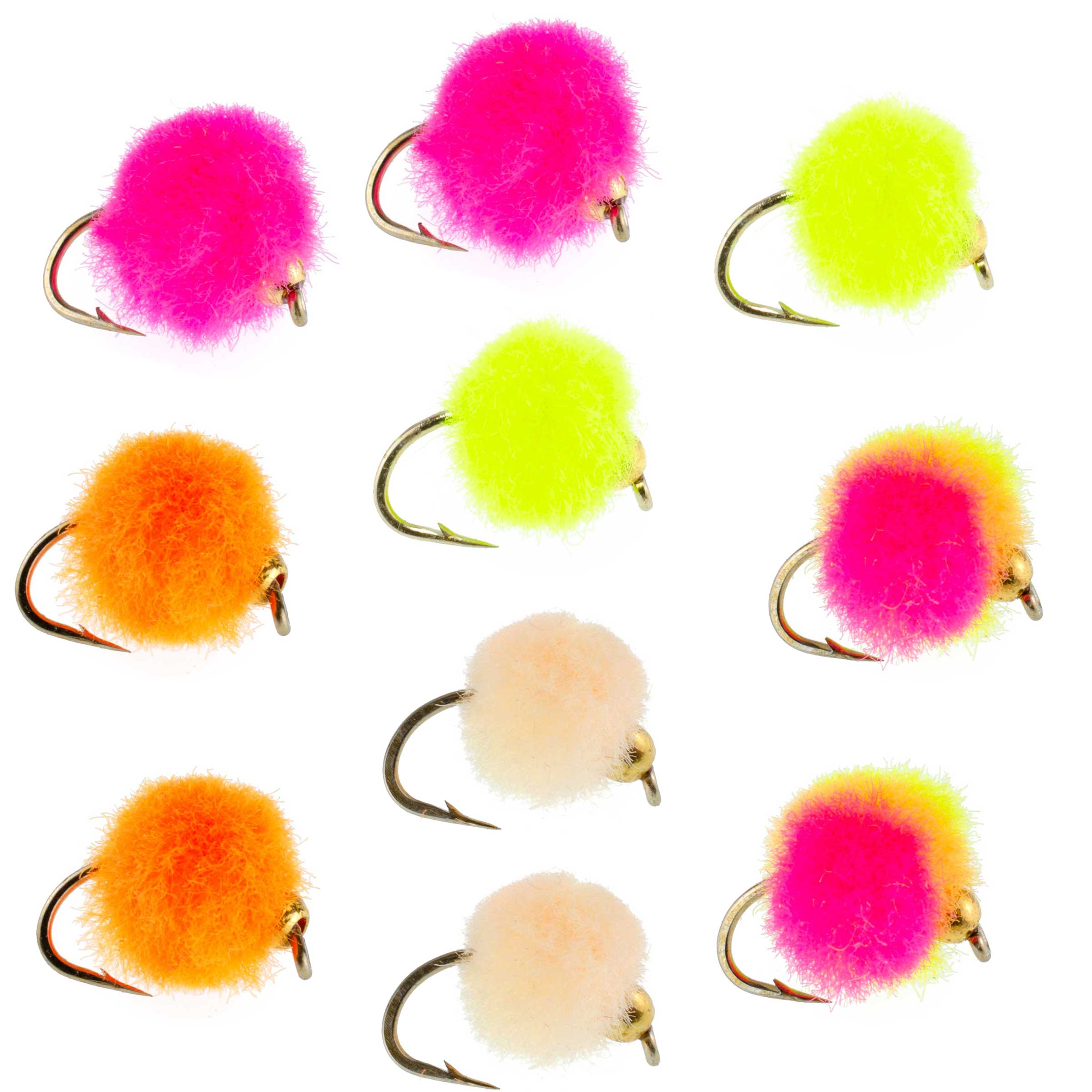 Bead Egg Assortment Fly Fishing Flies - 10 Flies -  5 Colors Size 16