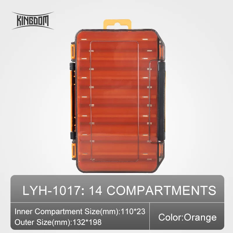 Kingdom Fishing Box 12 14 compartments Fishing Accessories lure Boxes storage Double Sided High Strength Fishing Tackle Box