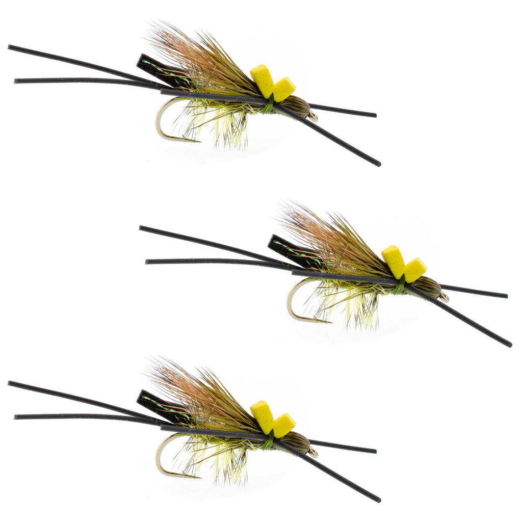 3 Pack Long Tail Skwala Stone - Squalla Stonefly Dry Fly - Size 10