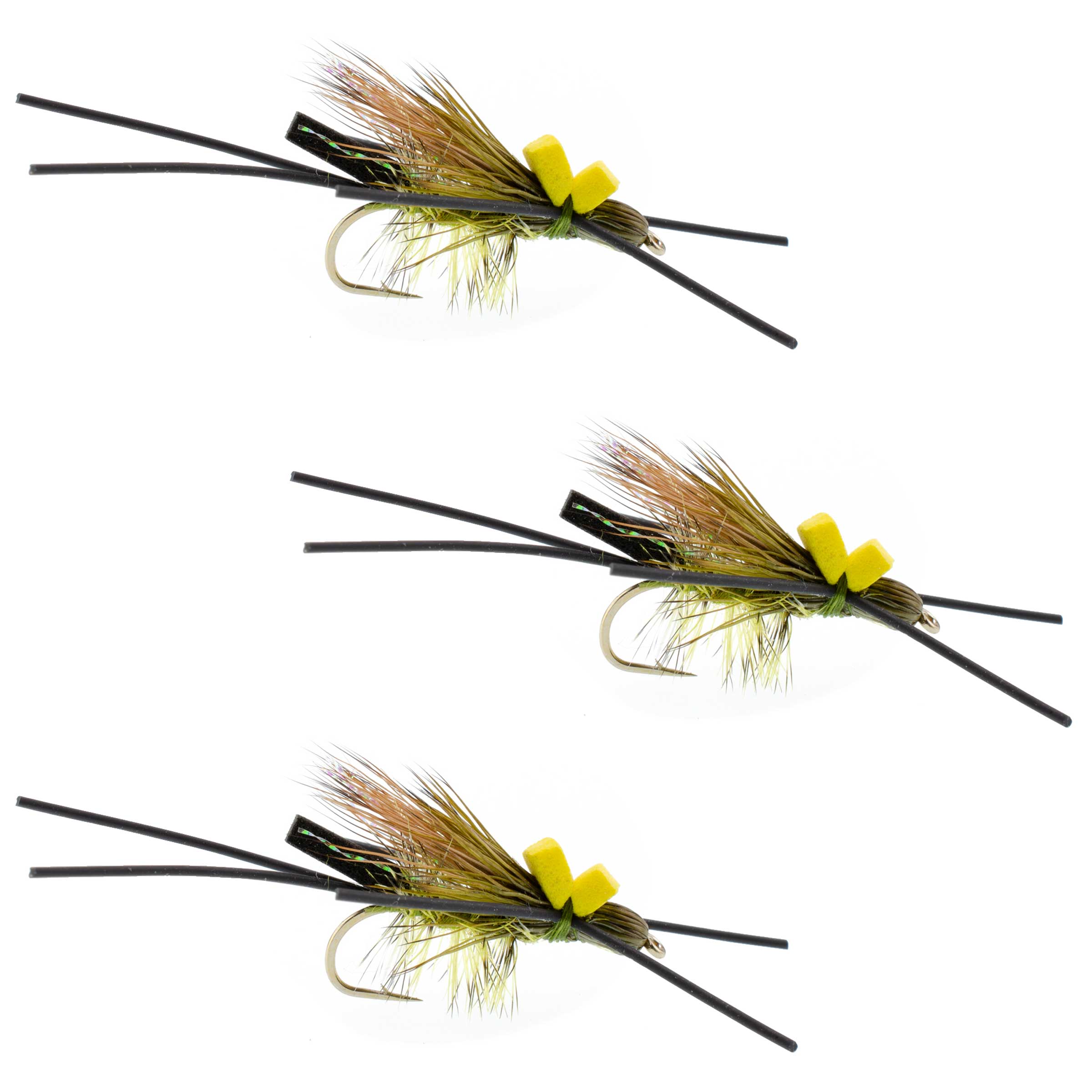 3 Pack Long Tail Skwala Stone - Squalla Stonefly Dry Fly - Size 10