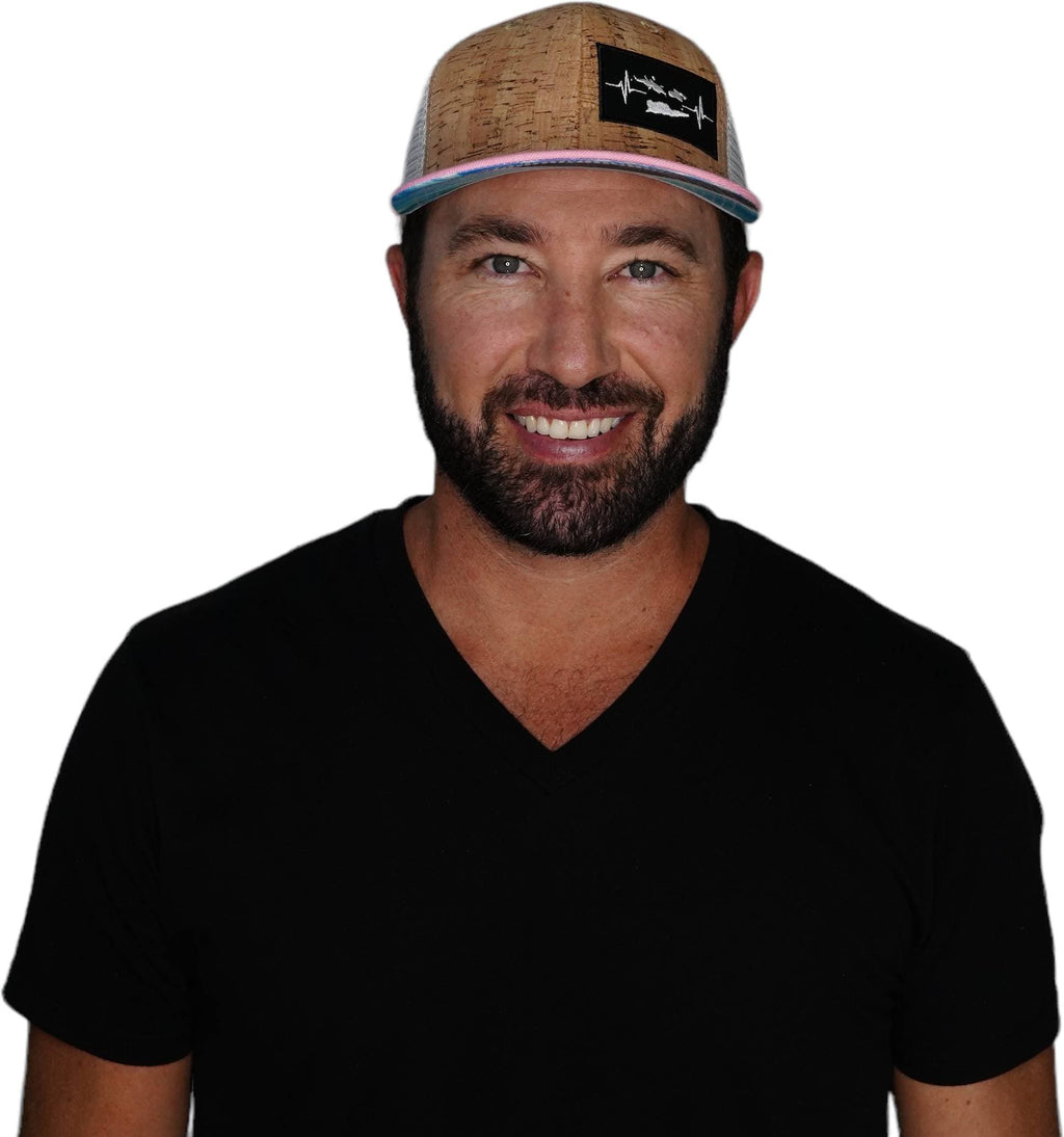 Virgin Islands Hat - Baseball Hat Fit  - Cork - Pink / Gray - Trucker Mesh