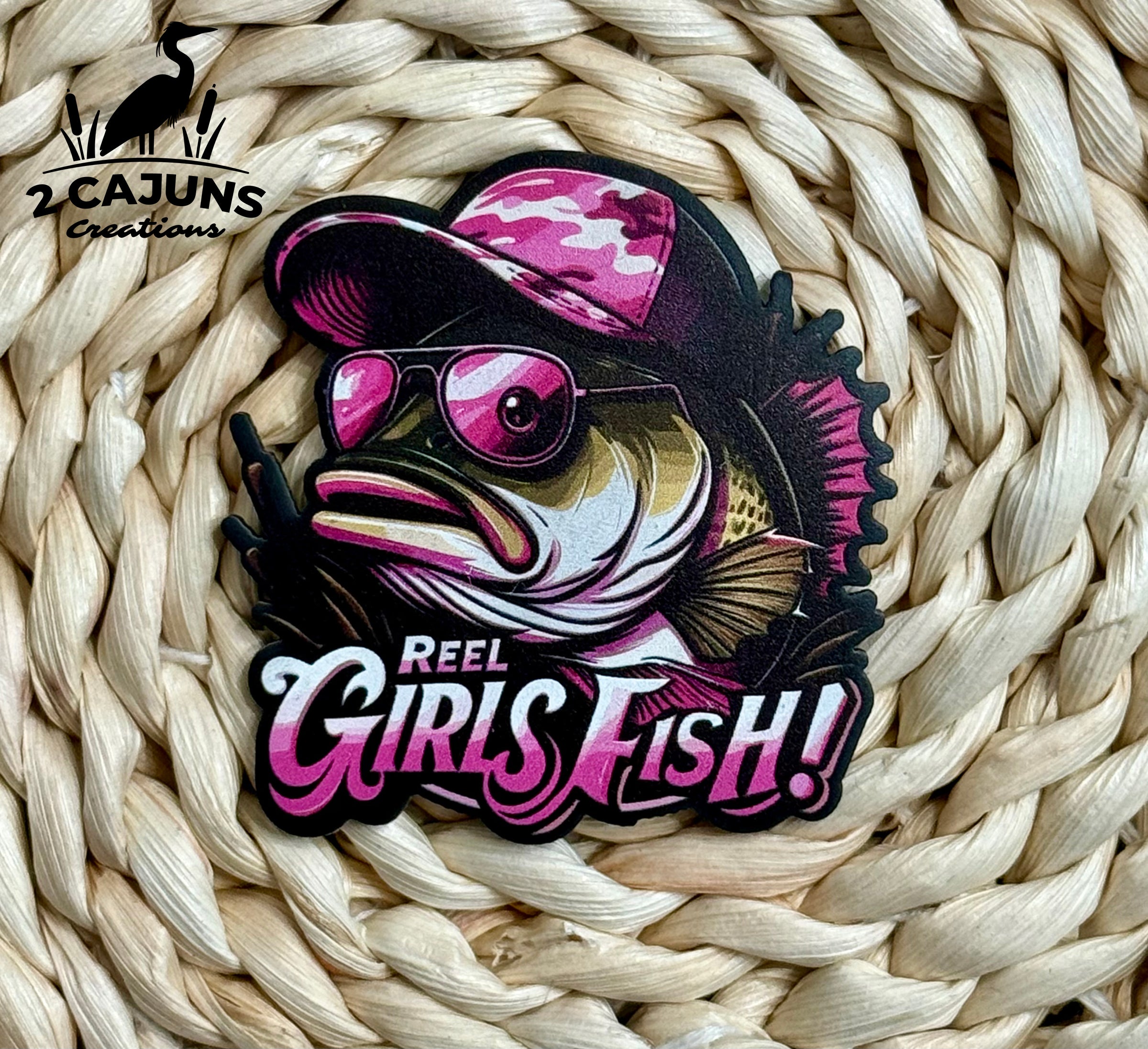 Girls Fish UV Printed Leatherette Hat Patch