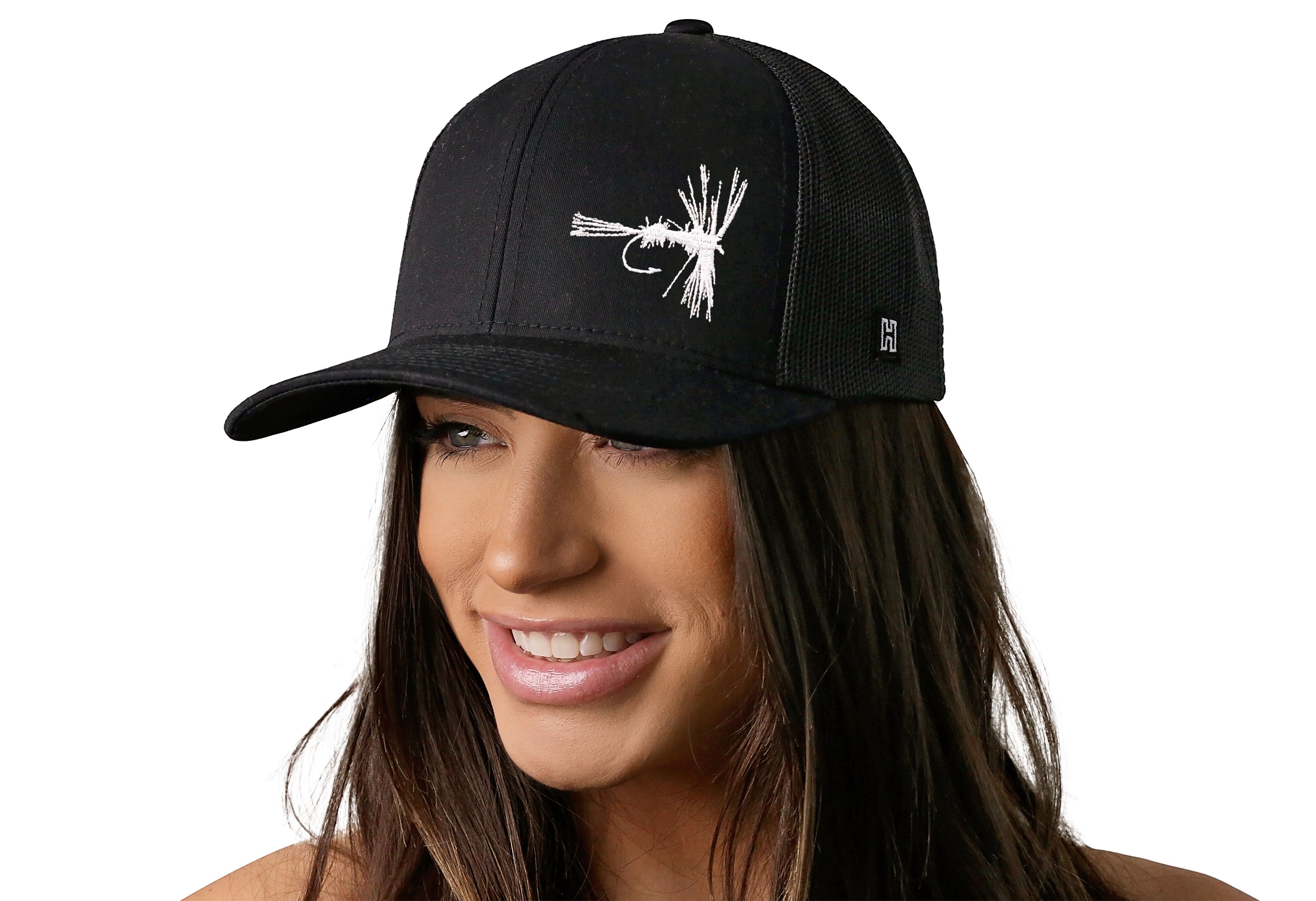 Fishing Trucker Hat  |  Black Fishing Snapback