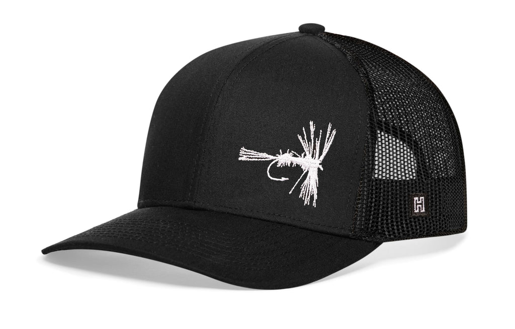 Fishing Trucker Hat  |  Black Fishing Snapback