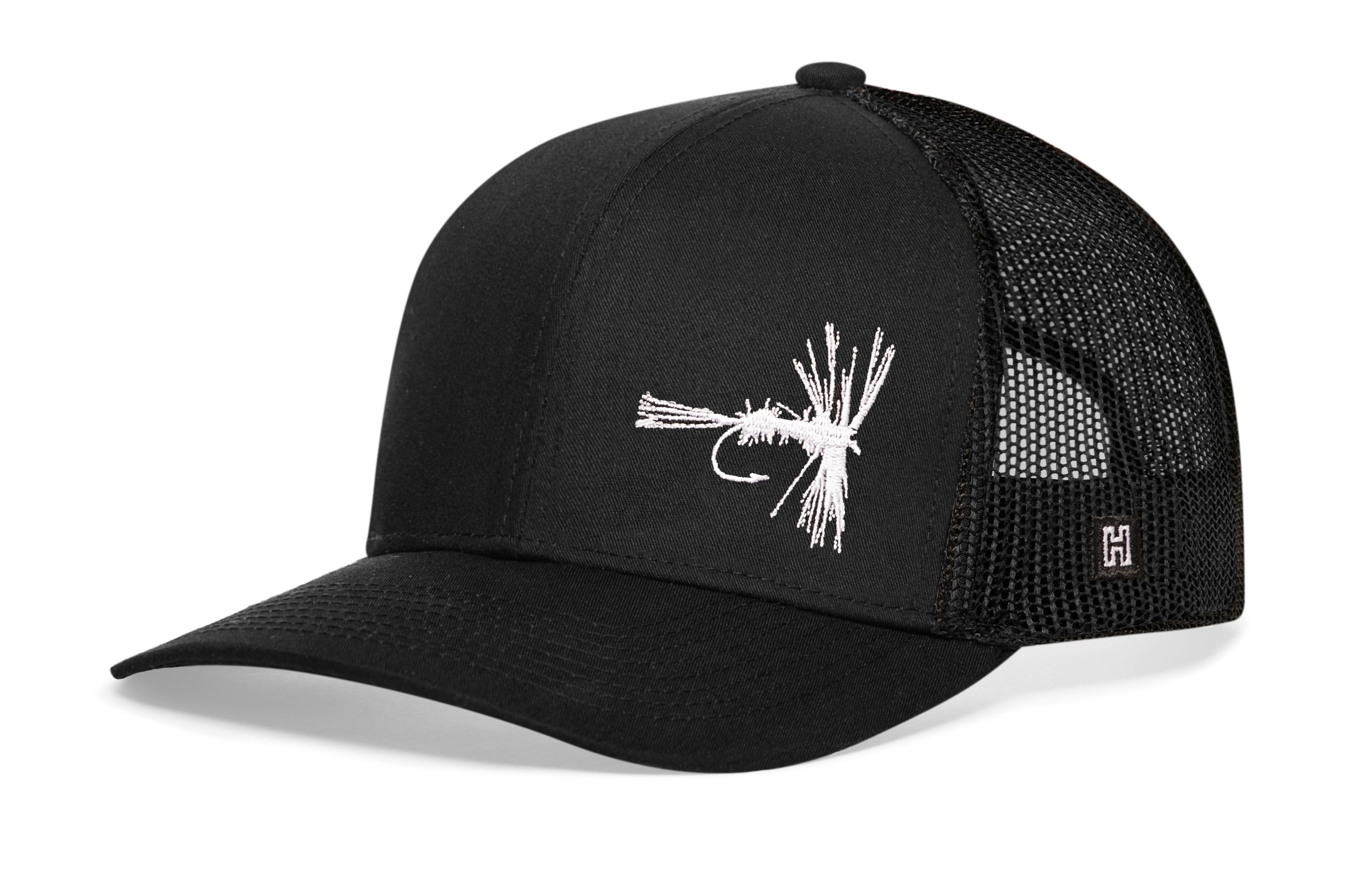 Fishing Trucker Hat  |  Black Fishing Snapback