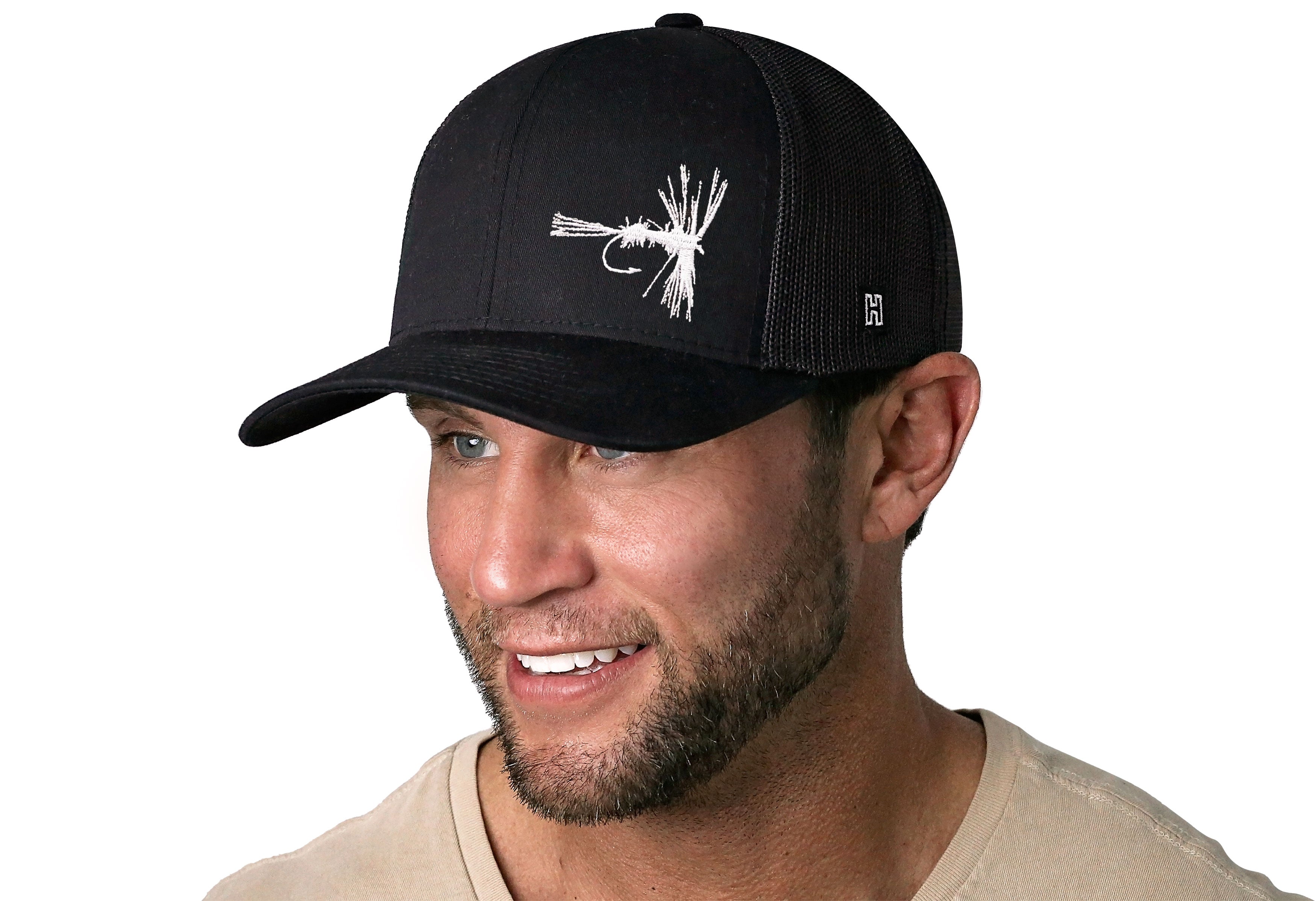 Fishing Trucker Hat  |  Black Fishing Snapback
