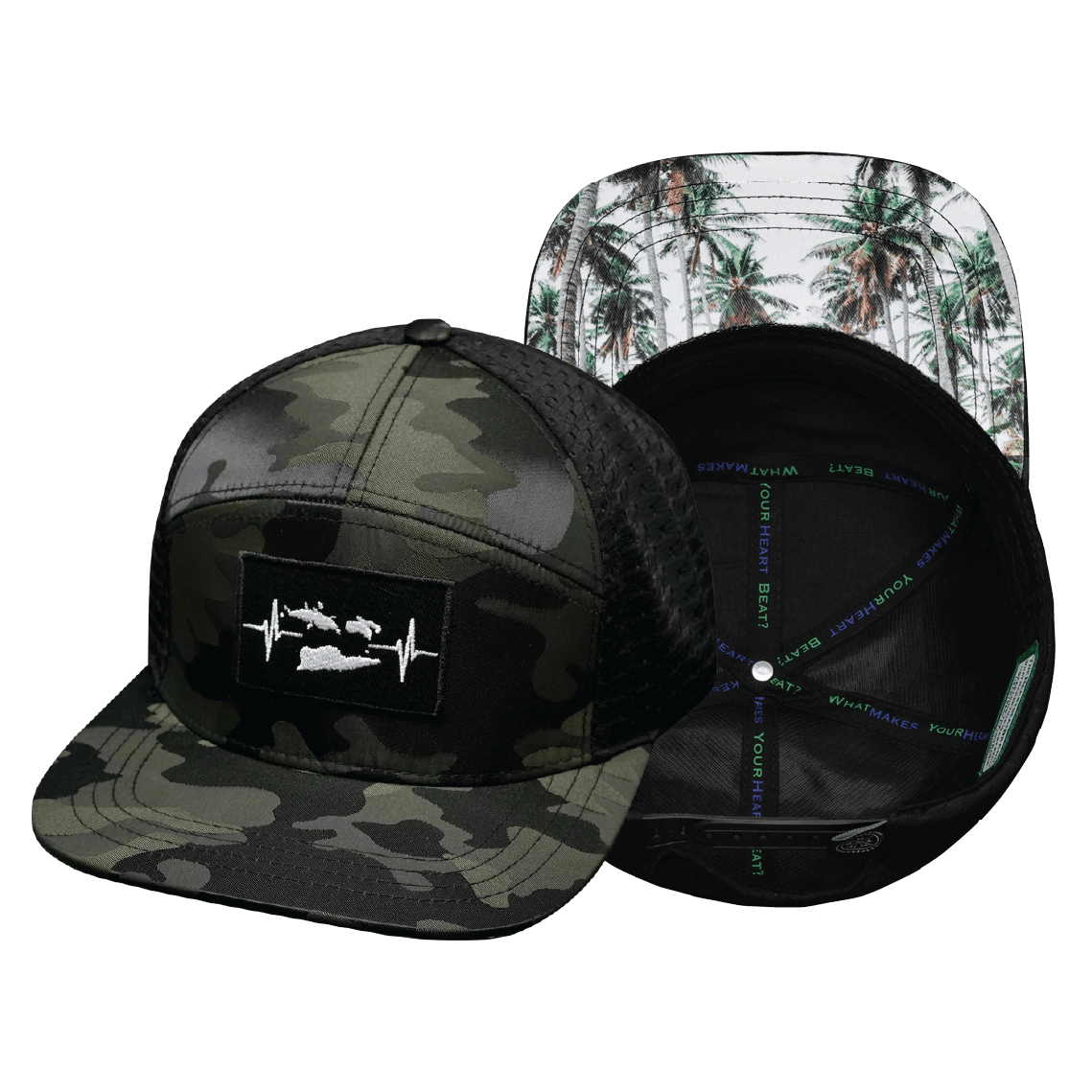 Virgin Islands Hat - Flat Bill - Green Camo / Black - Jersey Mesh