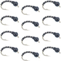 Black Zebra Midge - Black Bead - 1 Dozen - Size 16 - Tailwater and Lake Fly Fishing Flies