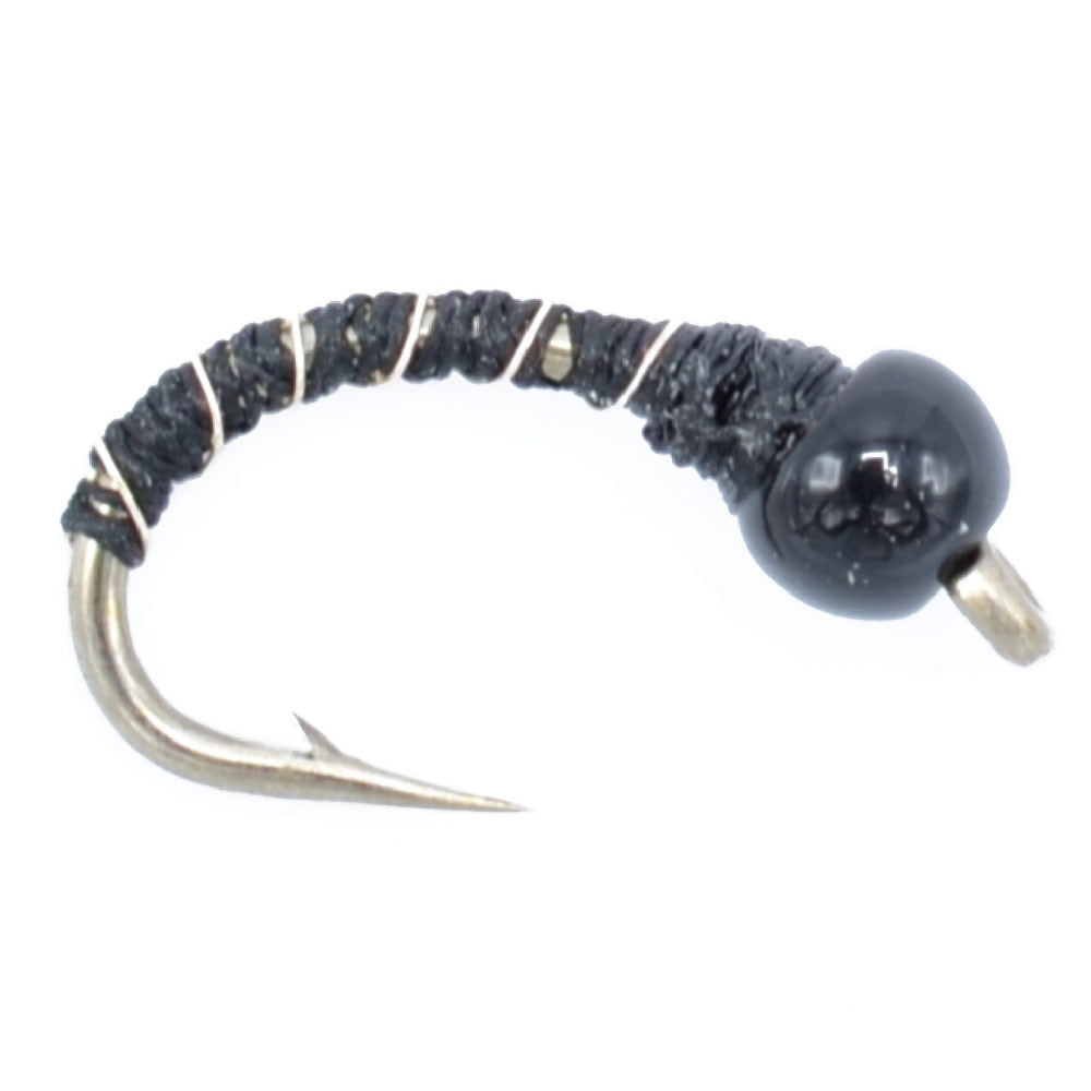 Black Zebra Midge - Black Bead - 1 Dozen - Size 16 - Tailwater and Lake Fly Fishing Flies