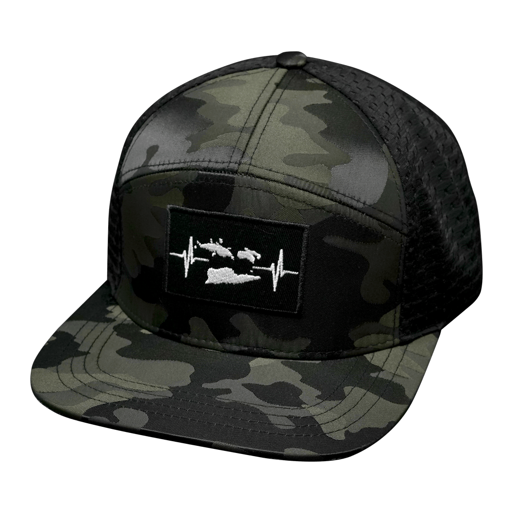 Virgin Islands Hat - Flat Bill - Green Camo / Black - Jersey Mesh