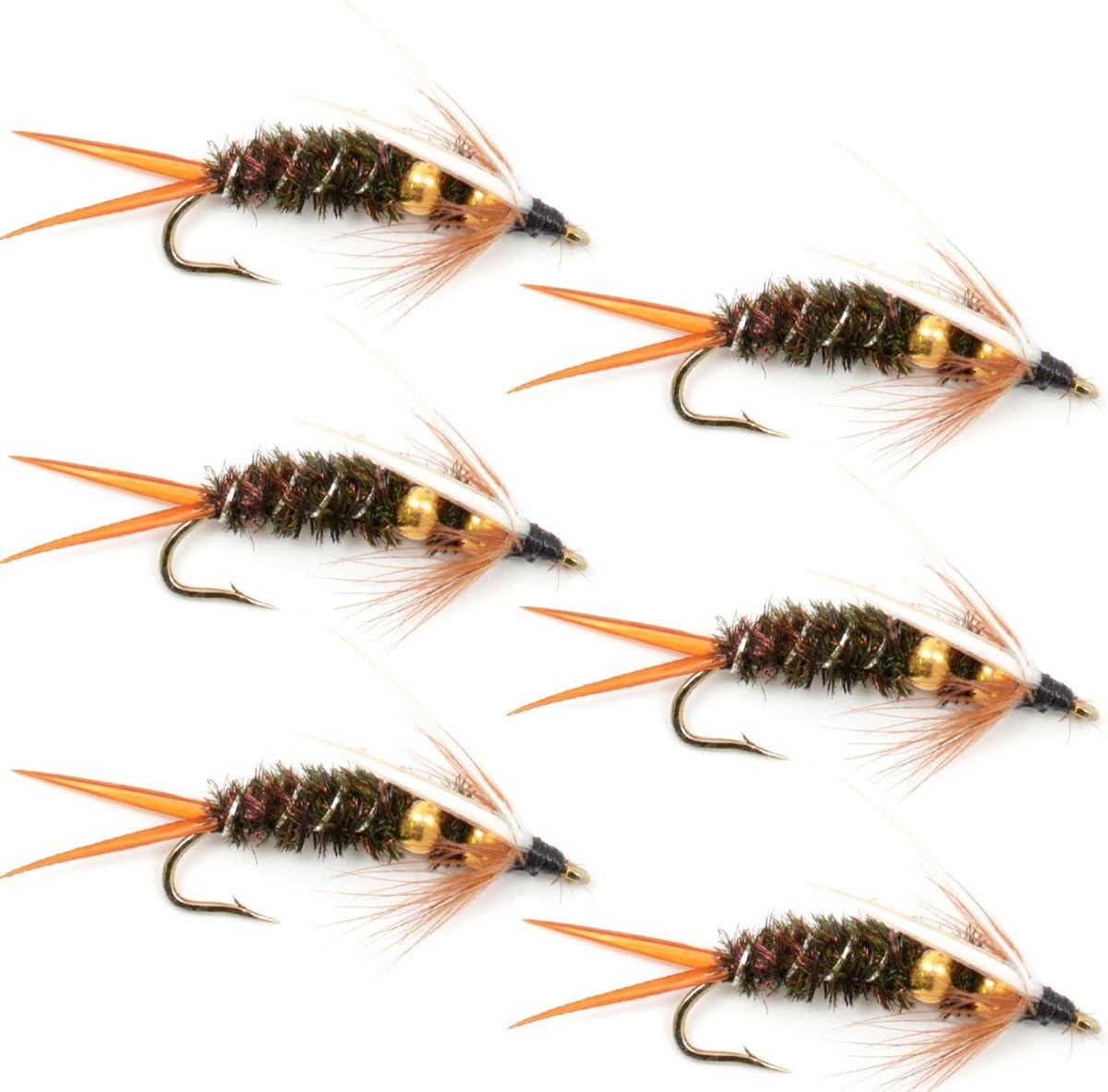 Double Bead Prince Nymph Fly Fishing Flies - 6 Flies Size 14