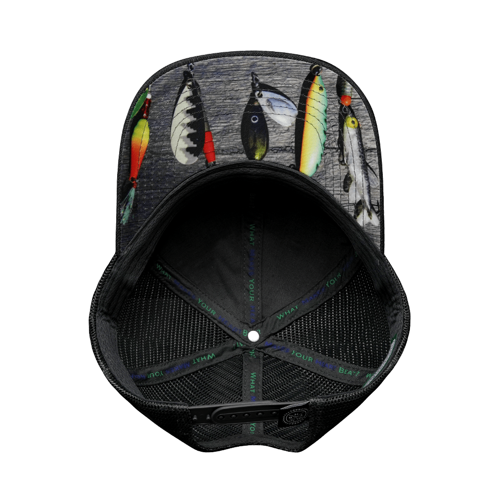 Fishing Hat - Baseball Hat Fit  - Cork - Charcoal Gray - Trucker Mesh