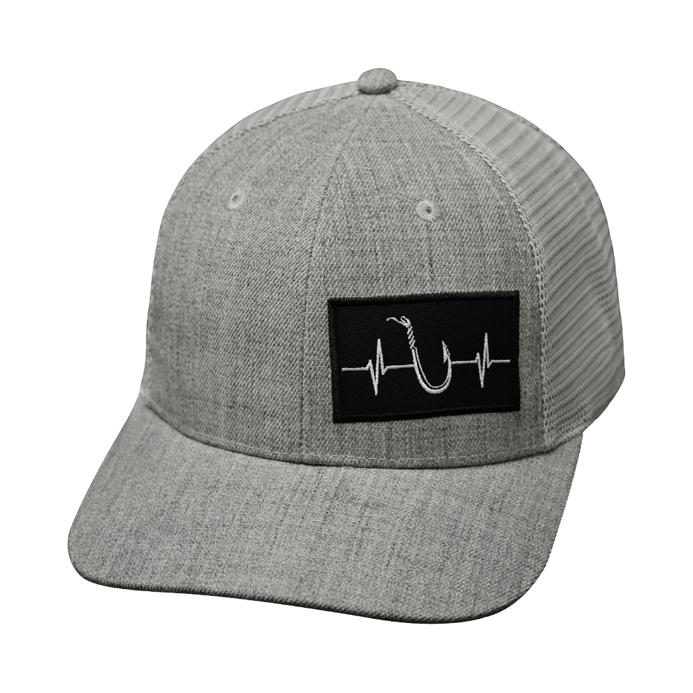 Fishing Hat - Baseball Hat Fit - Heather Gray / Gray - Trucker Mesh