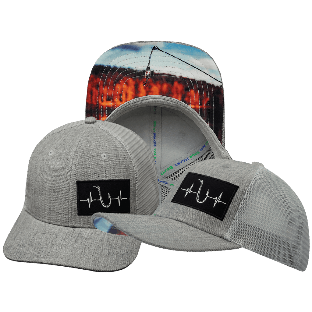 Fishing Hat - Baseball Hat Fit - Heather Gray / Gray - Trucker Mesh