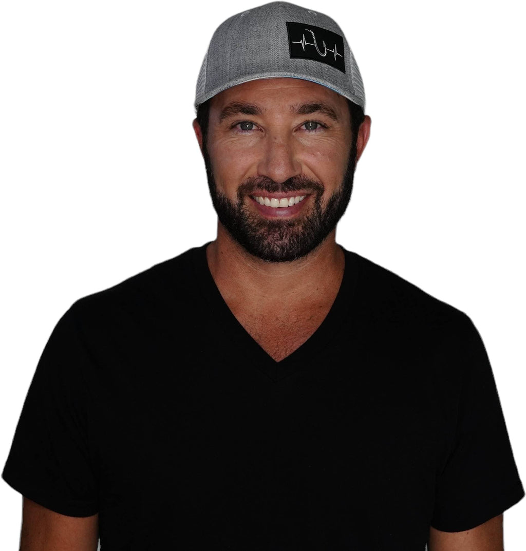 Fishing Hat - Baseball Hat Fit - Heather Gray / Gray - Trucker Mesh