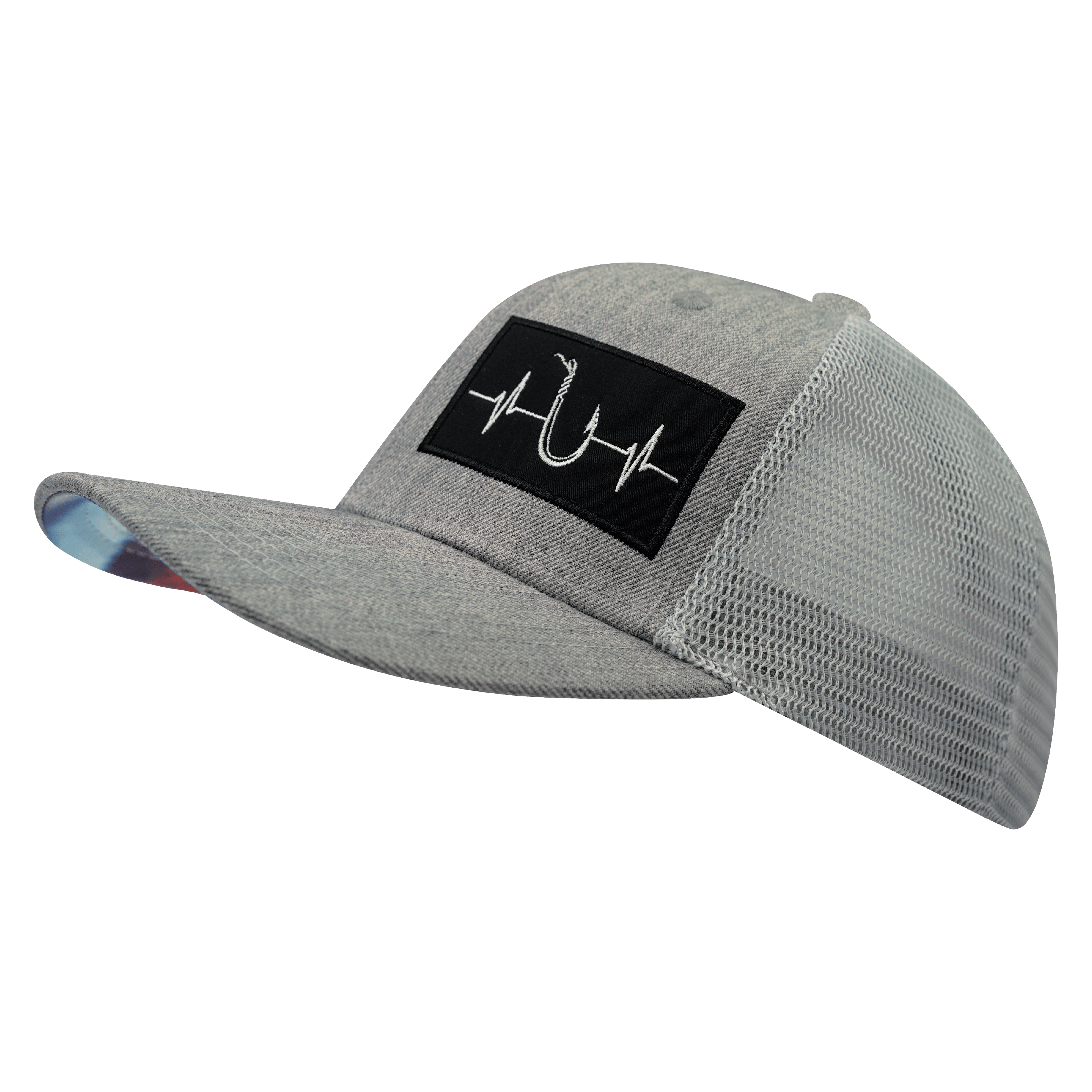 Fishing Hat - Baseball Hat Fit - Heather Gray / Gray - Trucker Mesh