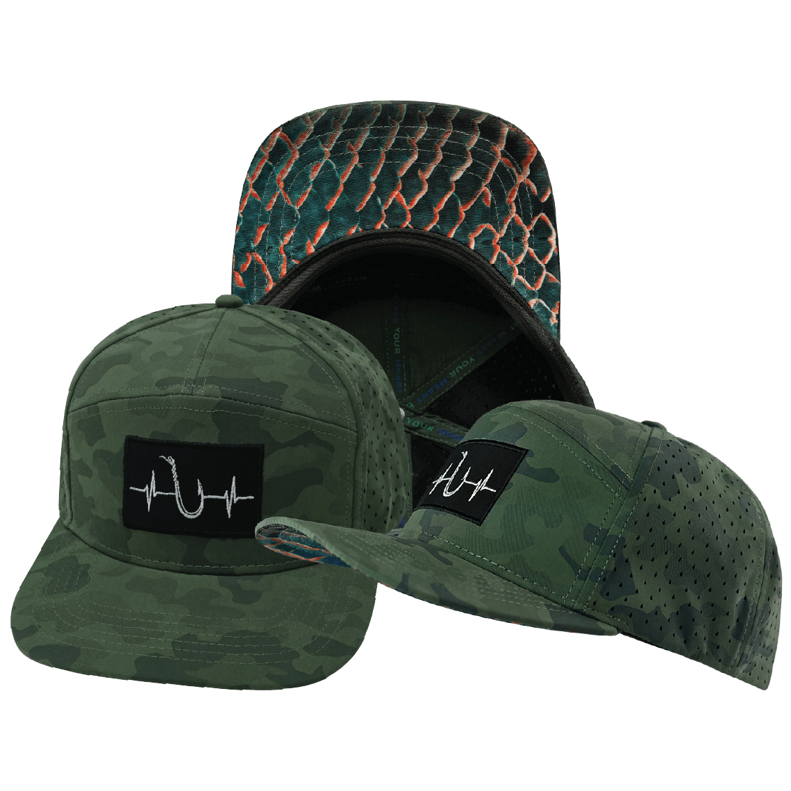 Fishing Hat - Flat Bill - Soft Teal Camo - Laser Mesh