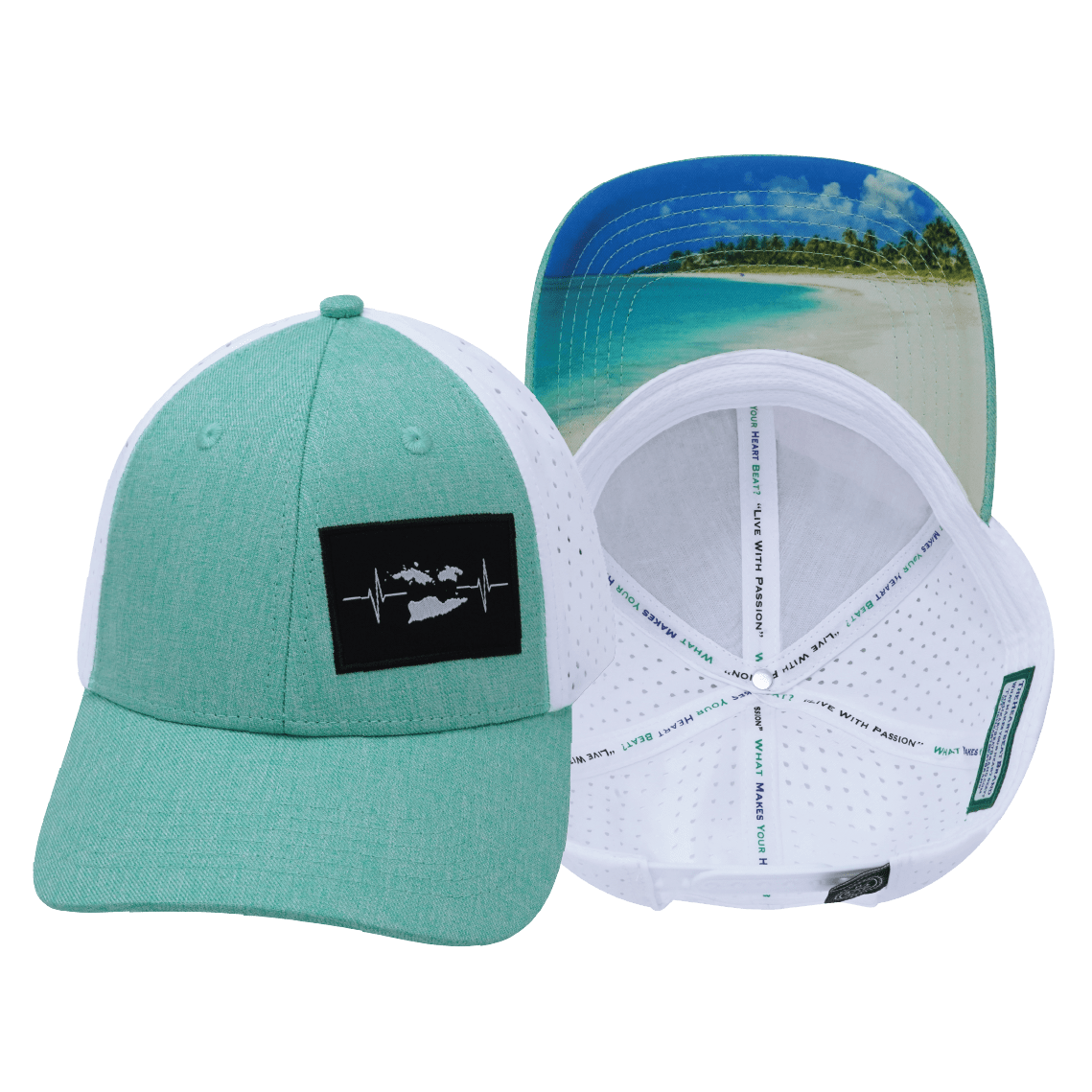 Virgin Islands Hat - Low Profile - Teal / White - Laser Mesh
