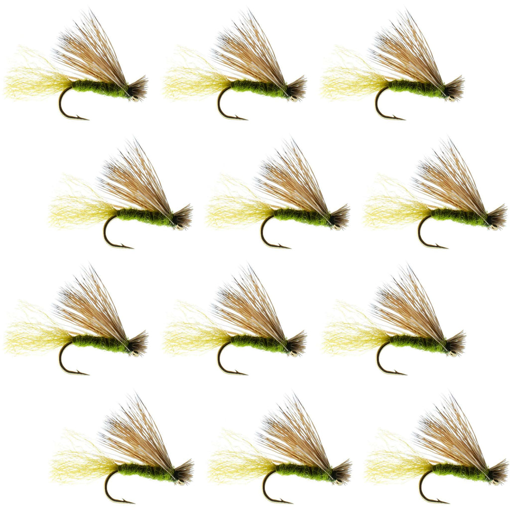 Barbless Olive X Caddis Emerging Caddis Adult Fly - 12 Flies Size 18