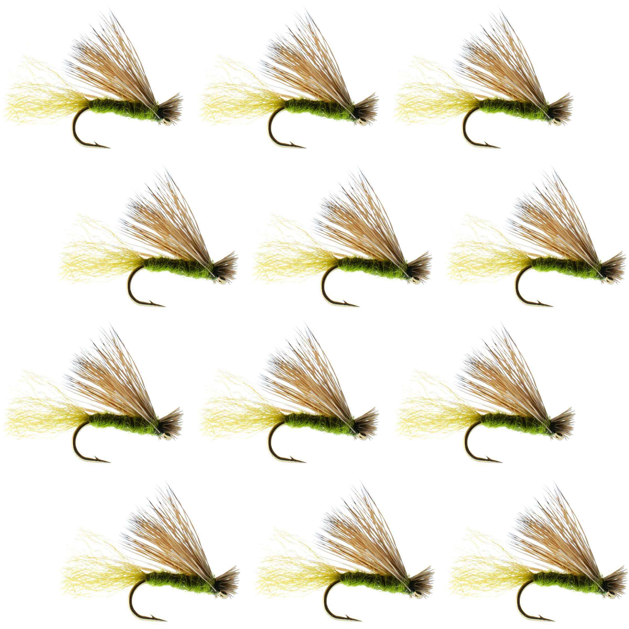 Barbless Olive X Caddis Emerging Caddis Adult Fly - 12 Flies Size 18