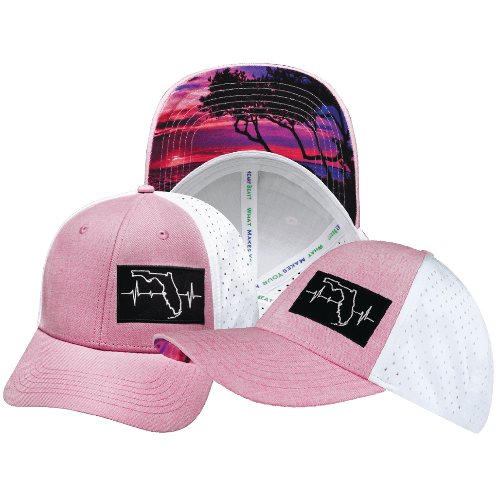**YOUTH** Florida Hat - Low Profile - Ponytail - Pink / White - Laser Mesh