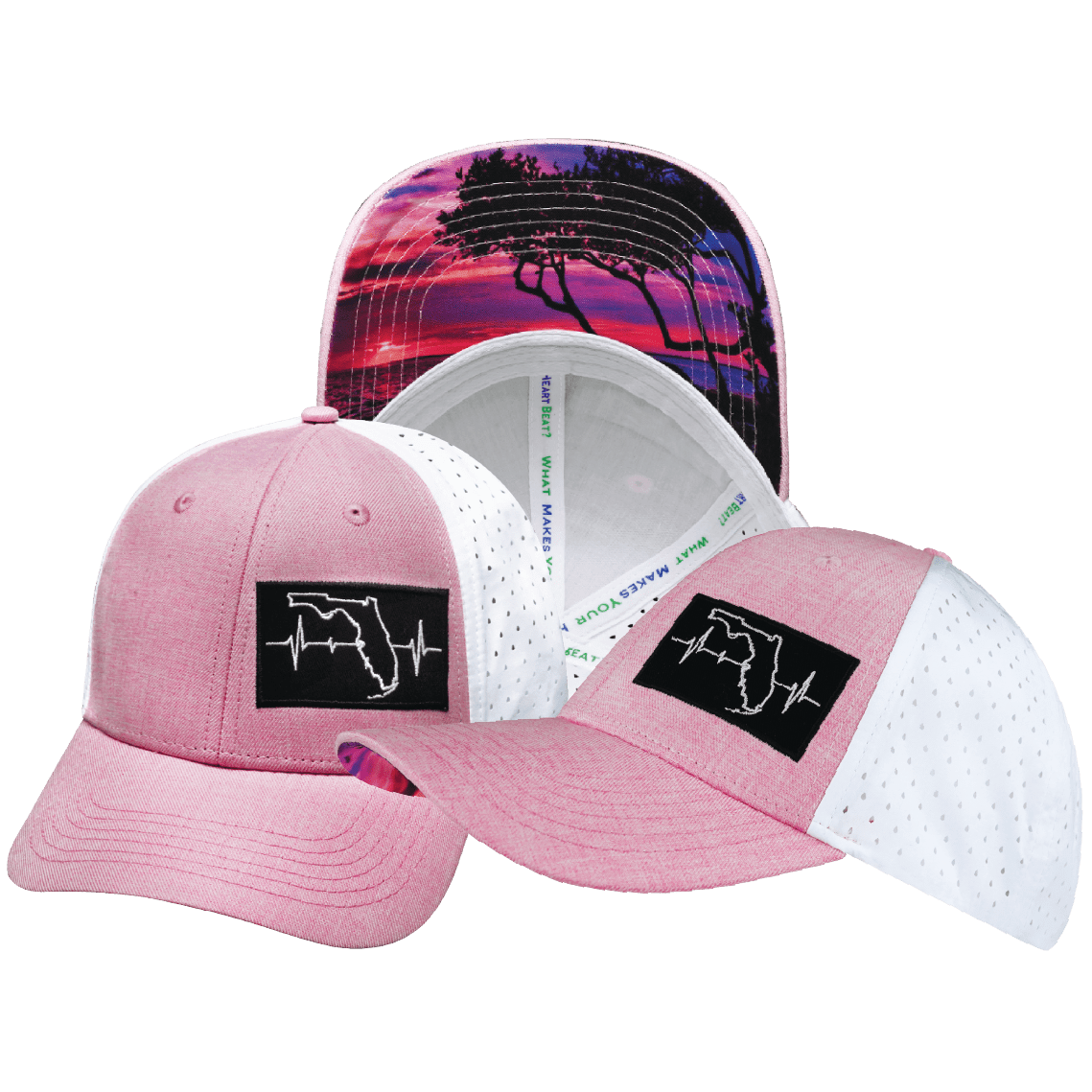 **YOUTH** Florida Hat - Low Profile - Ponytail - Pink / White - Laser Mesh