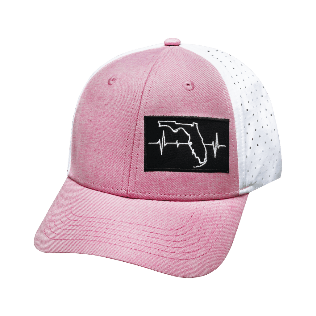 **YOUTH** Florida Hat - Low Profile - Ponytail - Pink / White - Laser Mesh