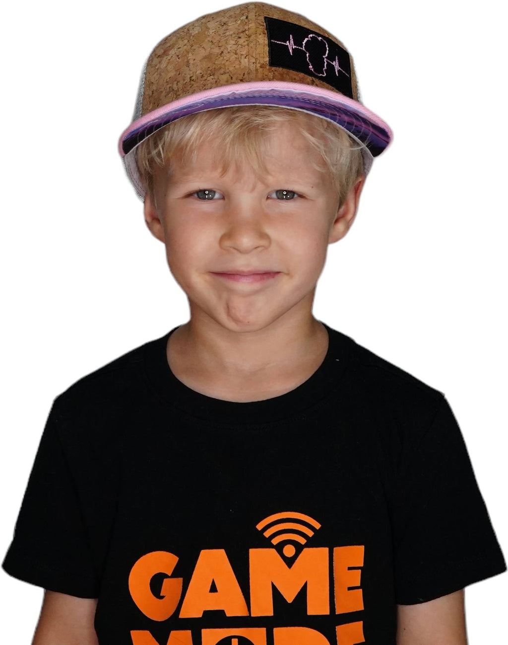 **YOUTH** Tahoe Hat - Baseball Hat Fit - Cork - Pink / Gray - Trucker Mesh